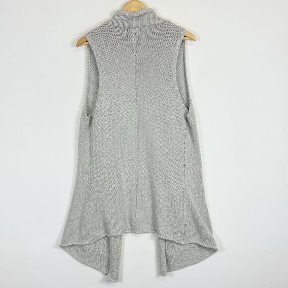 Holistia Grey Chunky Knit Open Front Cardigan Vest Sweater Women's Medium Large - Picture 5 of 8